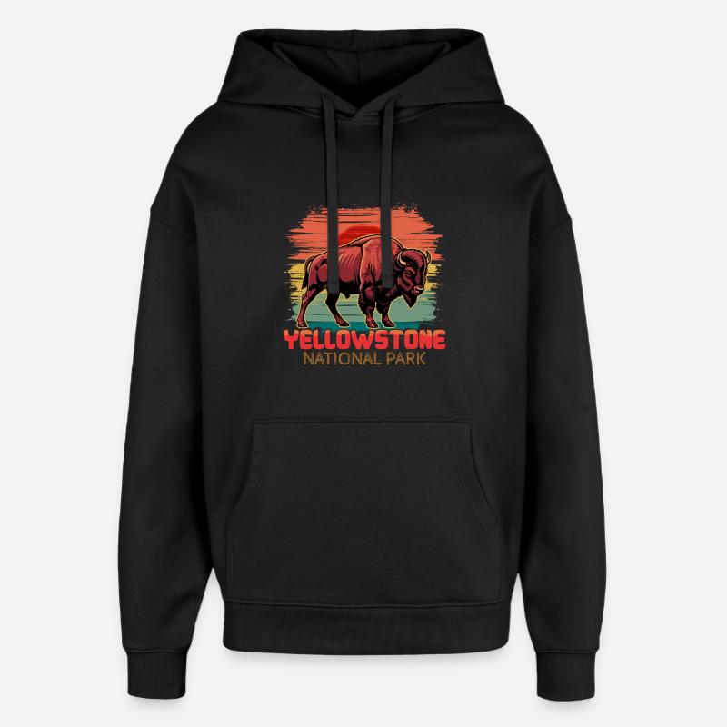 Parc national de Buffalo Yellowstone - Sweat à capuche unisexe Stanley/Stella Oversized - noir