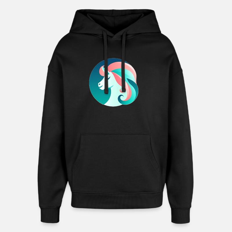 Neon Einhorn Traumbild - Oversized Unisex Hoodie von Stanley/Stella - Schwarz
