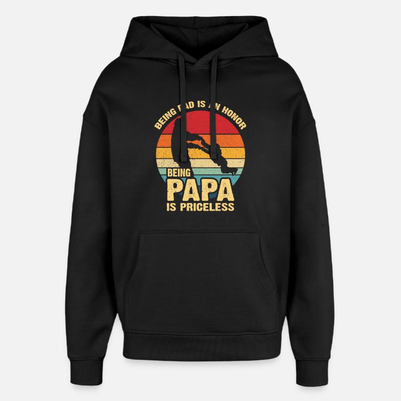 Papa Pride Sunset Rétro - Sweat à capuche unisexe Stanley/Stella Oversized - noir