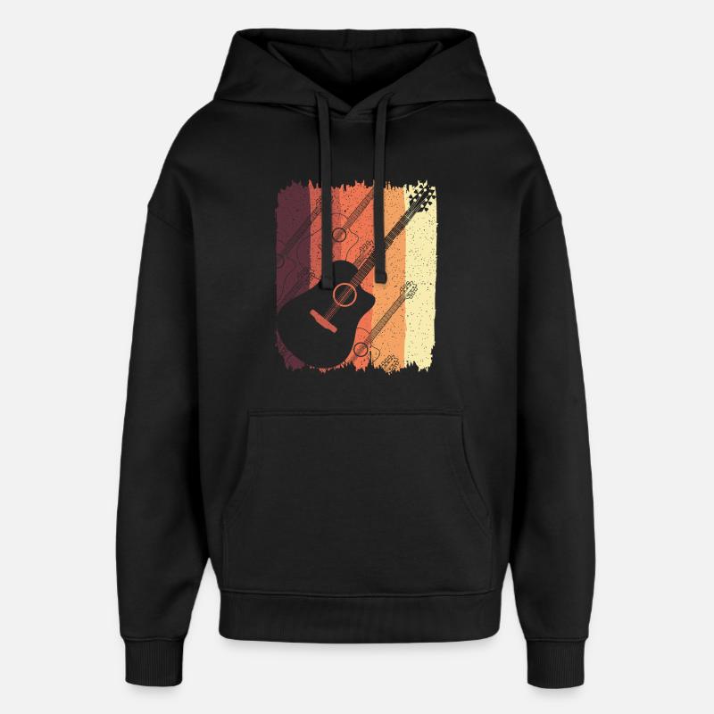 Guitare acoustique sur Sunset Stripes - Sweat à capuche unisexe Stanley/Stella Oversized - noir