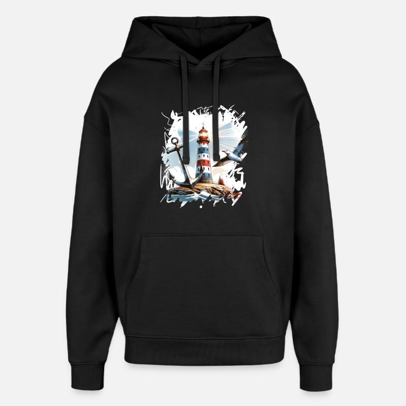 Mouette Ancre du Phare - Sweat à capuche unisexe Stanley/Stella Oversized - noir