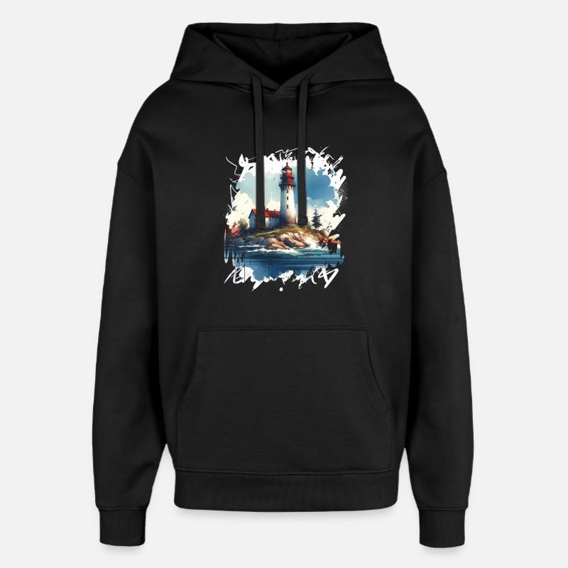 Leuchtturm - Oversized Unisex Hoodie von Stanley/Stella - Schwarz