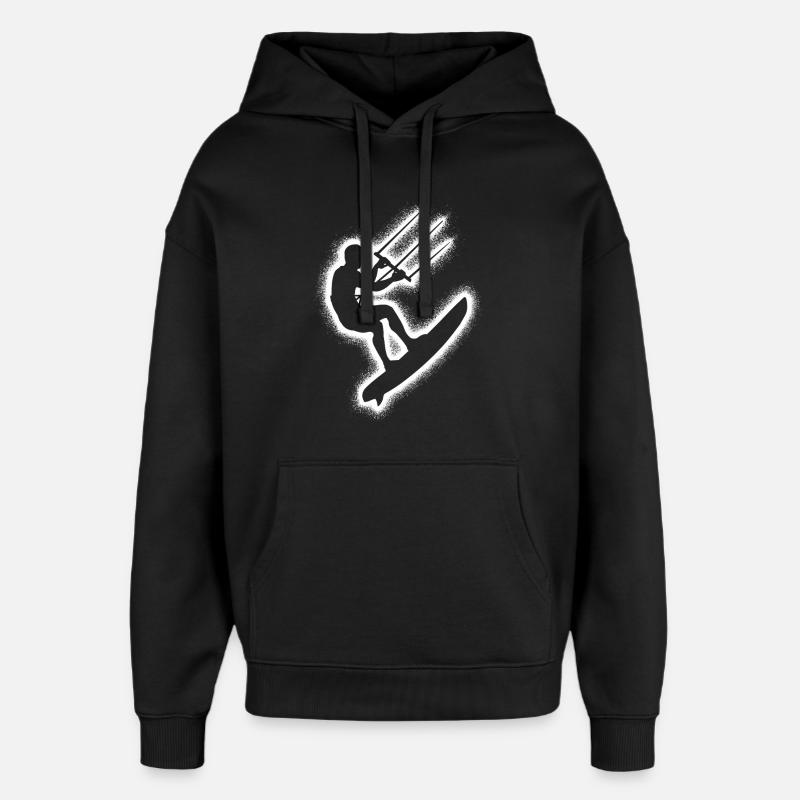 Kitesurf Enfants Hommes Kitesurf - Sweat à capuche unisexe Stanley/Stella Oversized - noir
