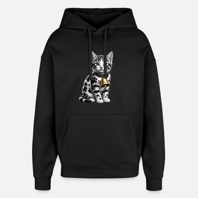 Funny Mixed Cat Cow Pattern - Oversized Unisex Hoodie by Stanley/Stella - black