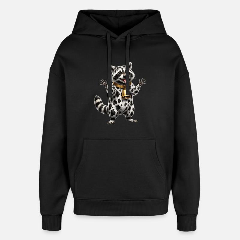 Funny Mixed Raccoon Cow Pattern - Oversized Unisex Hoodie by Stanley/Stella - black
