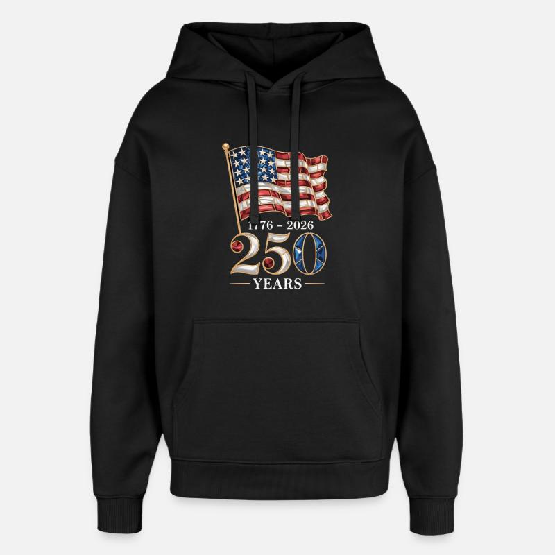 250e anniversaire du drapeau américain - Sweat à capuche unisexe Stanley/Stella Oversized - noir