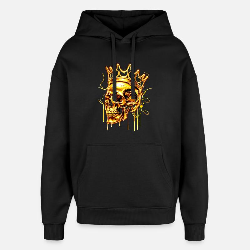 Couronne dorée du crâne fondant - Sweat à capuche unisexe Stanley/Stella Oversized - noir