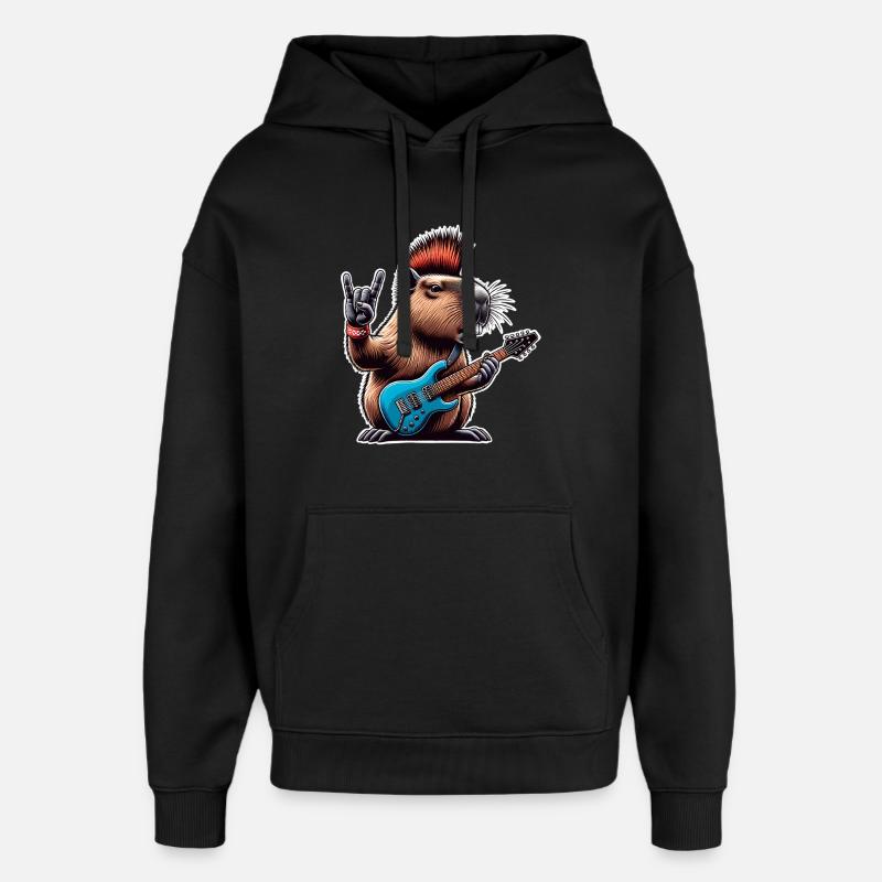 Guitariste électrique Rock N Roll - Sweat à capuche unisexe Stanley/Stella Oversized - noir