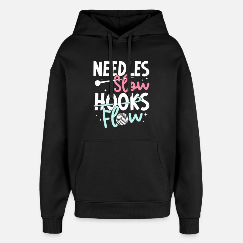 Crochet Hooks Flow Crocheter - Oversized Unisex Hoodie by Stanley/Stella - black