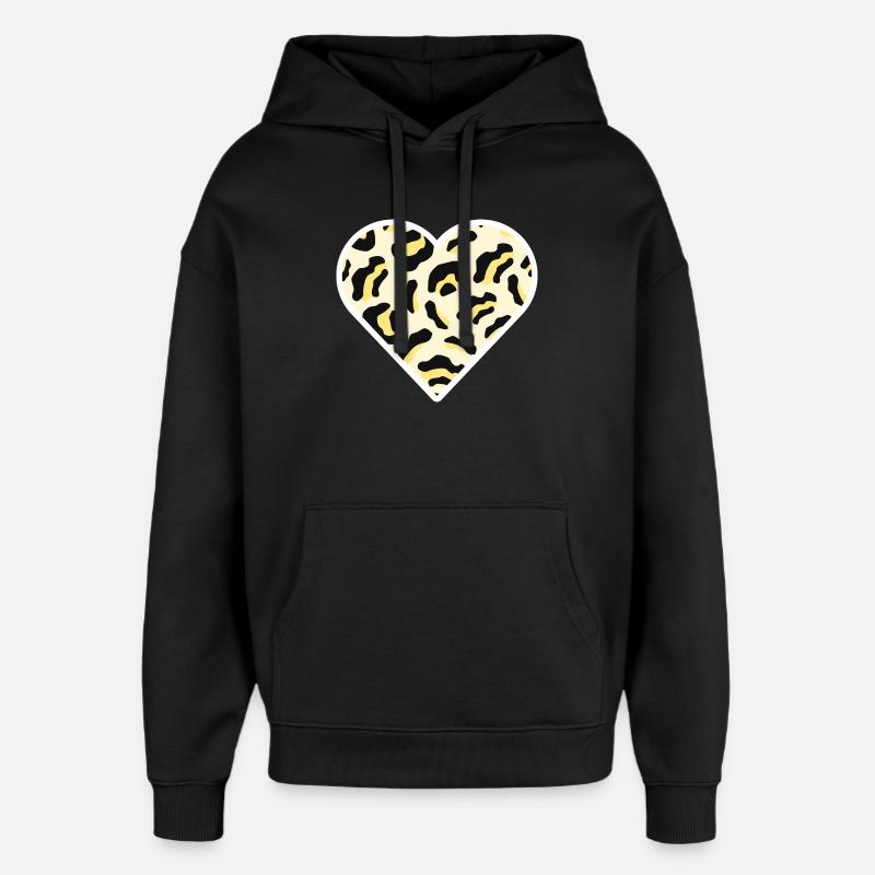 Cœur classique à imprimé léopard - Sweat à capuche unisexe Stanley/Stella Oversized - noir