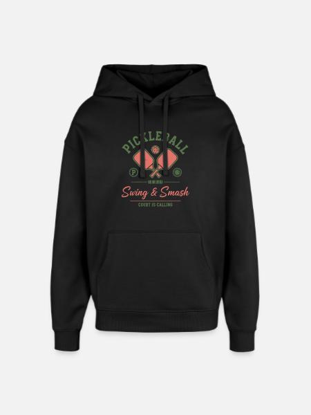 Pickleball Funny Player svingar och smashar court - Stanley/Stella Oversized Huvtröja Unisex - svart