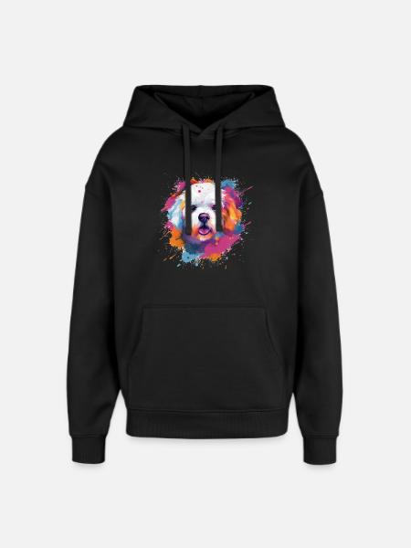 Bichon Fris Bunte Hundesplash-Kunst - Oversized Unisex Hoodie von Stanley/Stella - Schwarz