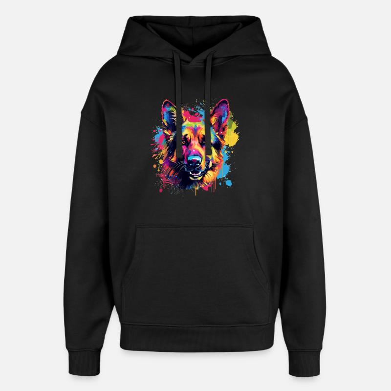 Deutscher Schäferhund Spritzkunst bunt - Oversized Unisex Hoodie von Stanley/Stella - Schwarz