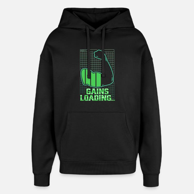 Biceps Biceps Training Gym Gains Loading - Oversized Unisex Hoodie by Stanley/Stella - black