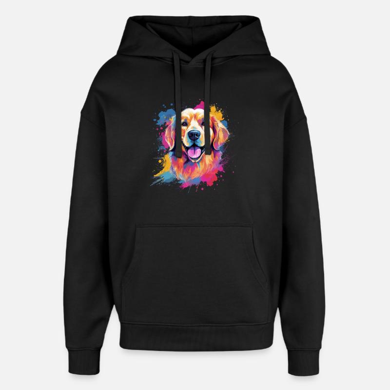 Splash Art Golden Retriever - Sweat à capuche unisexe Stanley/Stella Oversized - noir