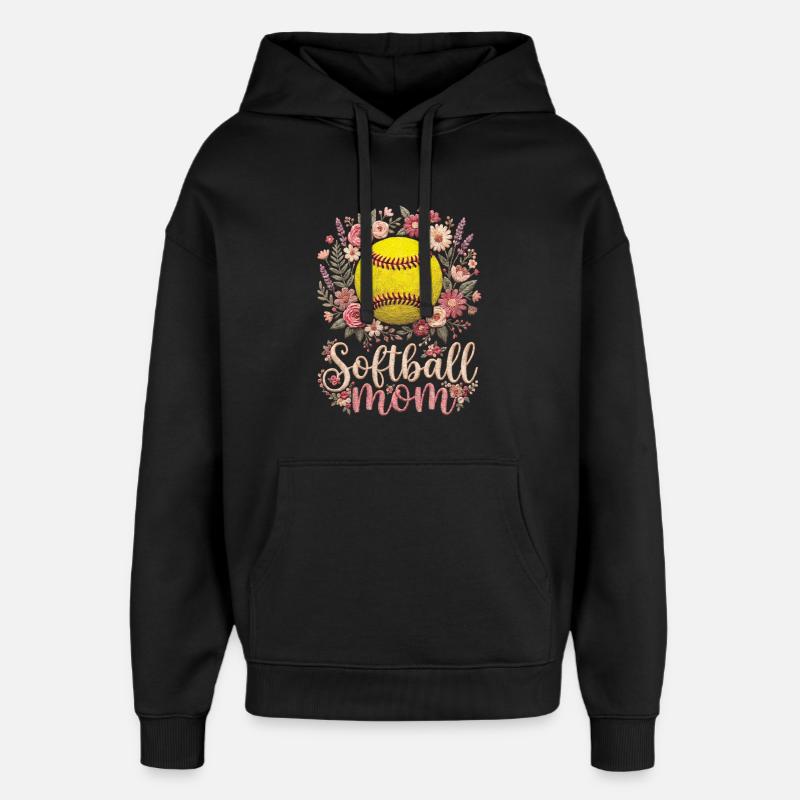 Maman de softball fleuriste Maman - Sweat à capuche unisexe Stanley/Stella Oversized - noir