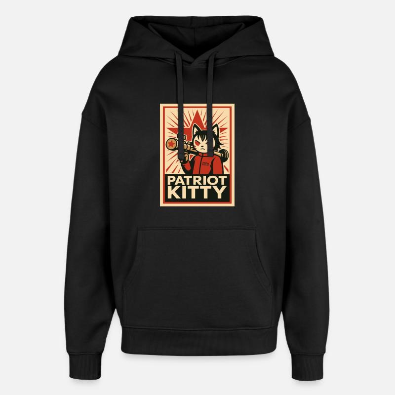 Patriot Kitty Rocket Art - Oversized Unisex Hoodie by Stanley/Stella - black