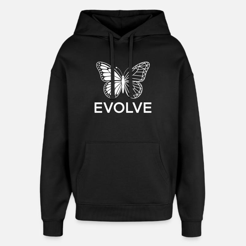 Evolve Butterfly Geometric Line Art - Oversized Unisex Hoodie by Stanley/Stella - black