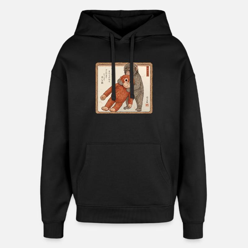 Ukiyo-e Baby Monkey Punch - Oversized Unisex Hoodie von Stanley/Stella - Schwarz