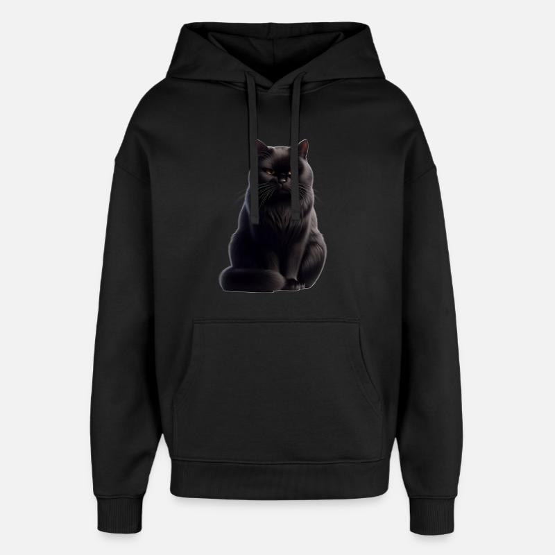 Chat noir - Sweat à capuche unisexe Stanley/Stella Oversized - noir