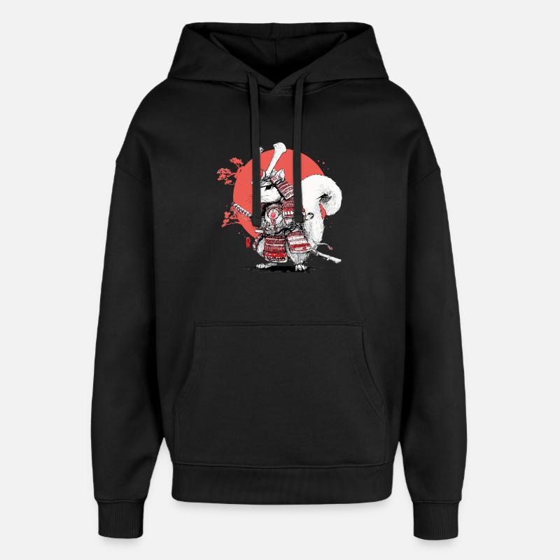 Eichhörnchen-Samurai im Roten Kreis - Oversized Unisex Hoodie von Stanley/Stella - Schwarz