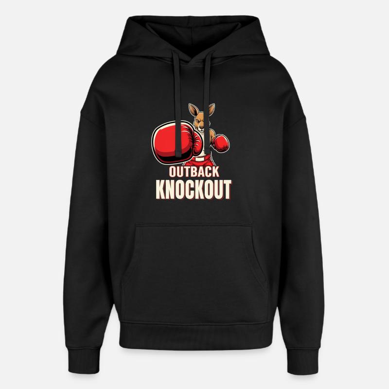 Boxeur kangourou de l’Outback Knockout - Sweat à capuche unisexe Stanley/Stella Oversized - noir