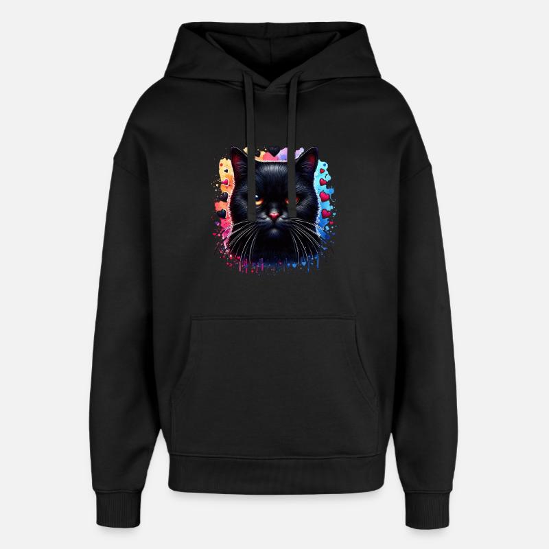 Schwarze Katze - Oversized Unisex Hoodie von Stanley/Stella - Schwarz