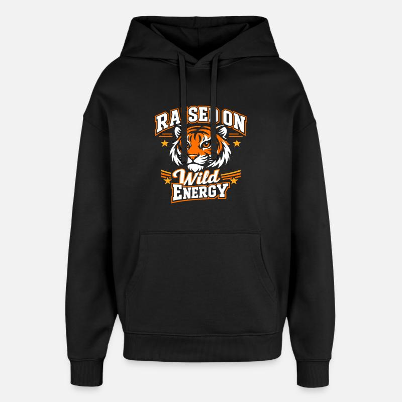 Énergie sauvage tigre - Sweat à capuche unisexe Stanley/Stella Oversized - noir