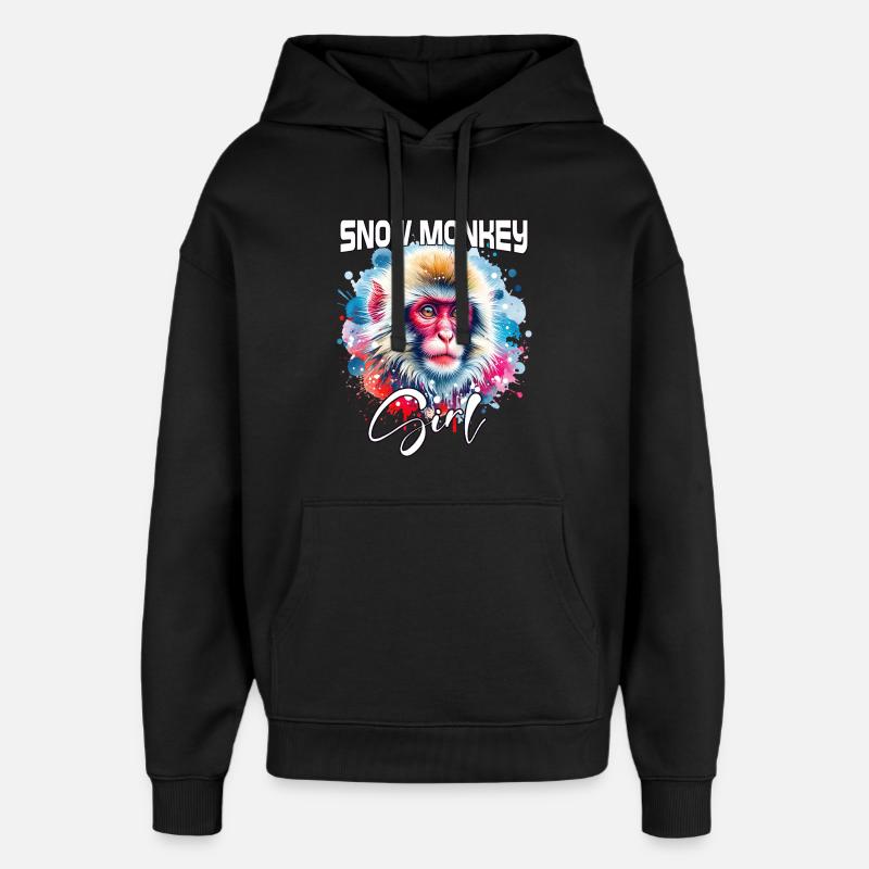 Snow Monkey Mädchen Schneeaffe - Oversized Unisex Hoodie von Stanley/Stella - Schwarz