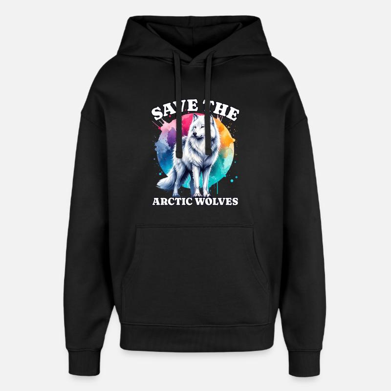Polarwolf Sauve Arctic Wolf - Sweat à capuche unisexe Stanley/Stella Oversized - noir