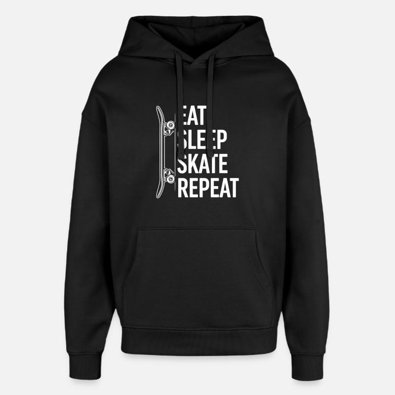 Mangez Spatin Répétez | Skateboard - Sweat à capuche unisexe Stanley/Stella Oversized - noir