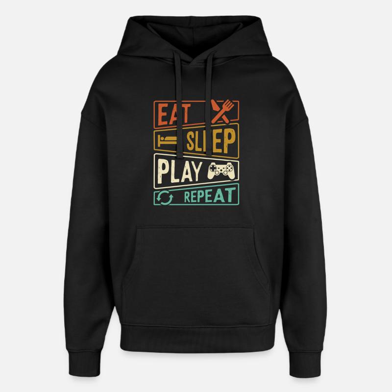 Vie de gamer Mange Sommeil Joue Répéter - Sweat à capuche unisexe Stanley/Stella Oversized - noir