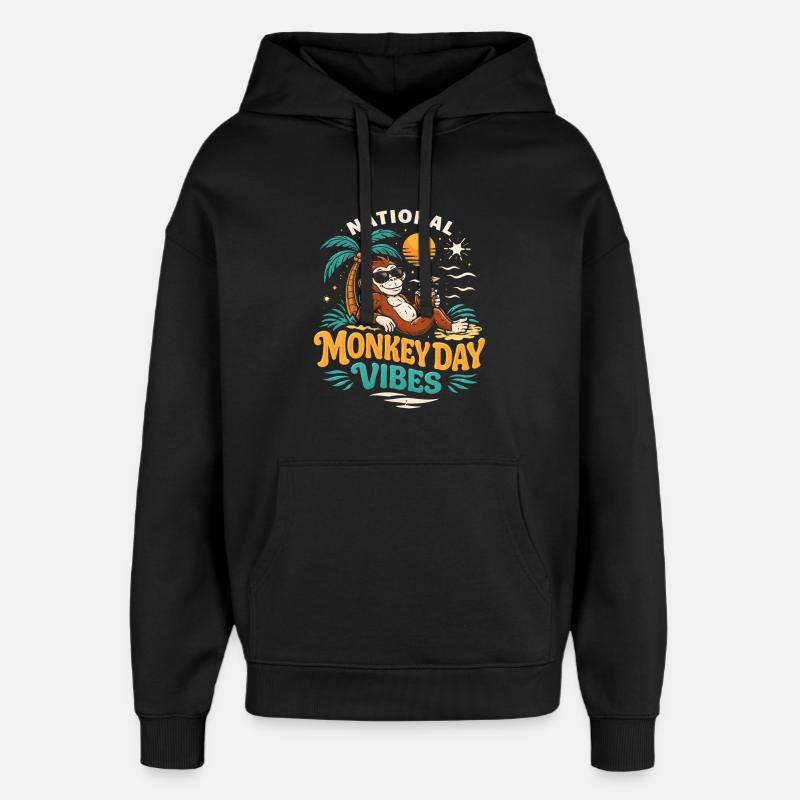 Monkey Day Monkey Day - Oversized Unisex Hoodie by Stanley/Stella - black