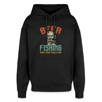 Bière et l’expression des pêcheurs - Sweat à capuche unisexe Stanley/Stella Oversized - noir - Devant - AI Model Female 172 light (172cm) & AI Model Male 185 light (185cm)