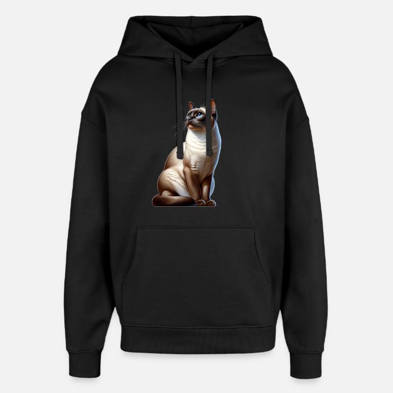 Chat siamois - Sweat à capuche unisexe Stanley/Stella Oversized - noir
