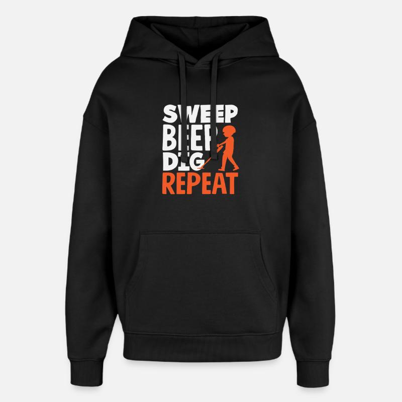 Sweep Beep Dig Repeat Sondengänger Hobby - Oversized Unisex Hoodie von Stanley/Stella - Schwarz