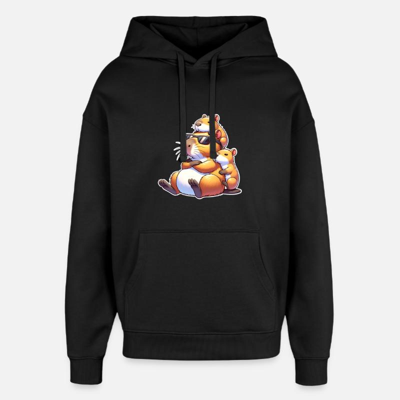 Capybara Papa - Oversized Unisex Hoodie von Stanley/Stella - Schwarz