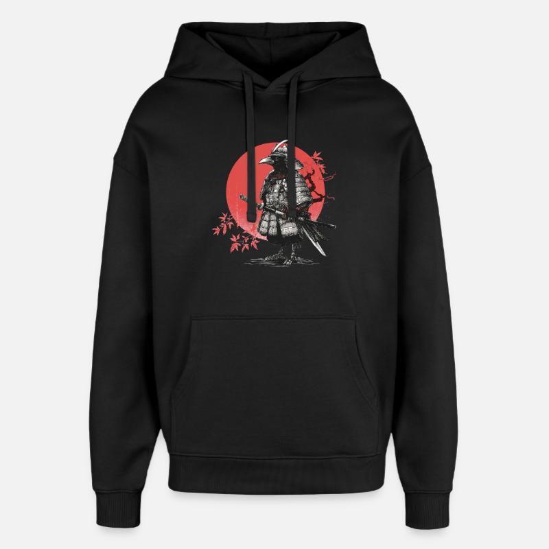 Samurai-Krähe in Rüstung - Oversized Unisex Hoodie von Stanley/Stella - Schwarz