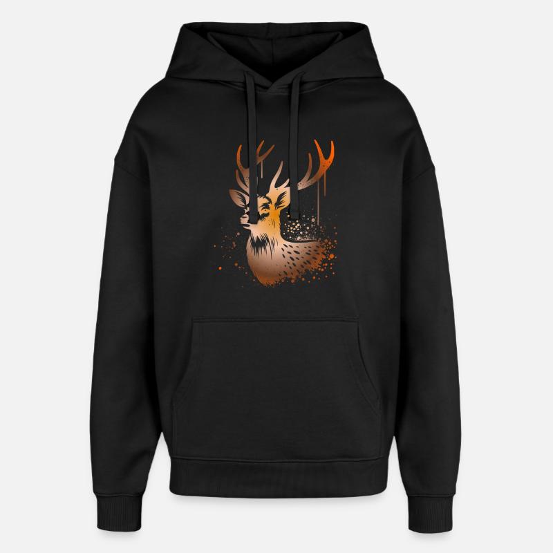 Cerf Sikahirsch Sika - Sweat à capuche unisexe Stanley/Stella Oversized - noir