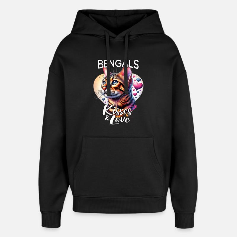 Amour des chats du Bengale - Sweat à capuche unisexe Stanley/Stella Oversized - noir