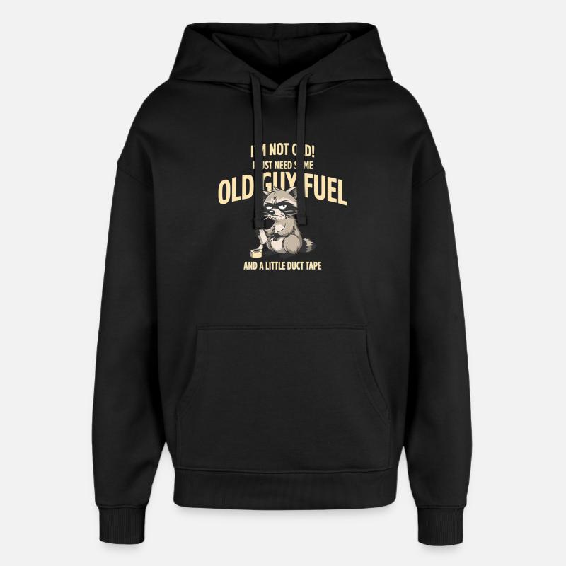 Grumpy Raccoon Old Guy Fuel Tee - Oversized Unisex Hoodie by Stanley/Stella - black