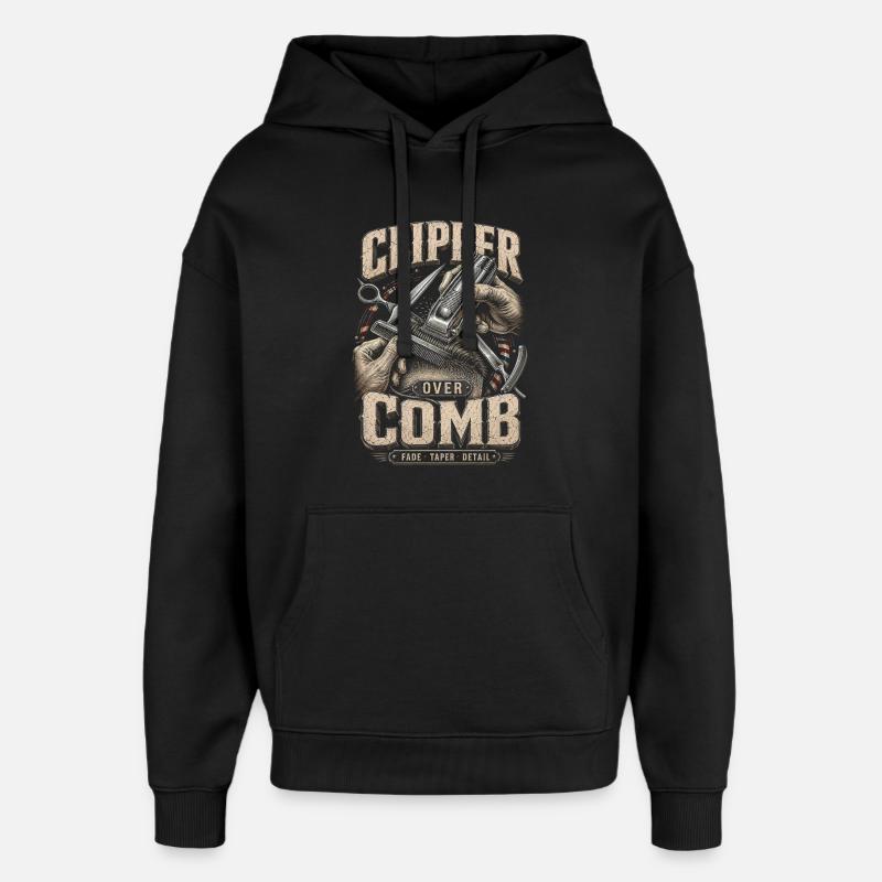 Barber Barbier Clipper Over Comb - Oversized Unisex Hoodie von Stanley/Stella - Schwarz