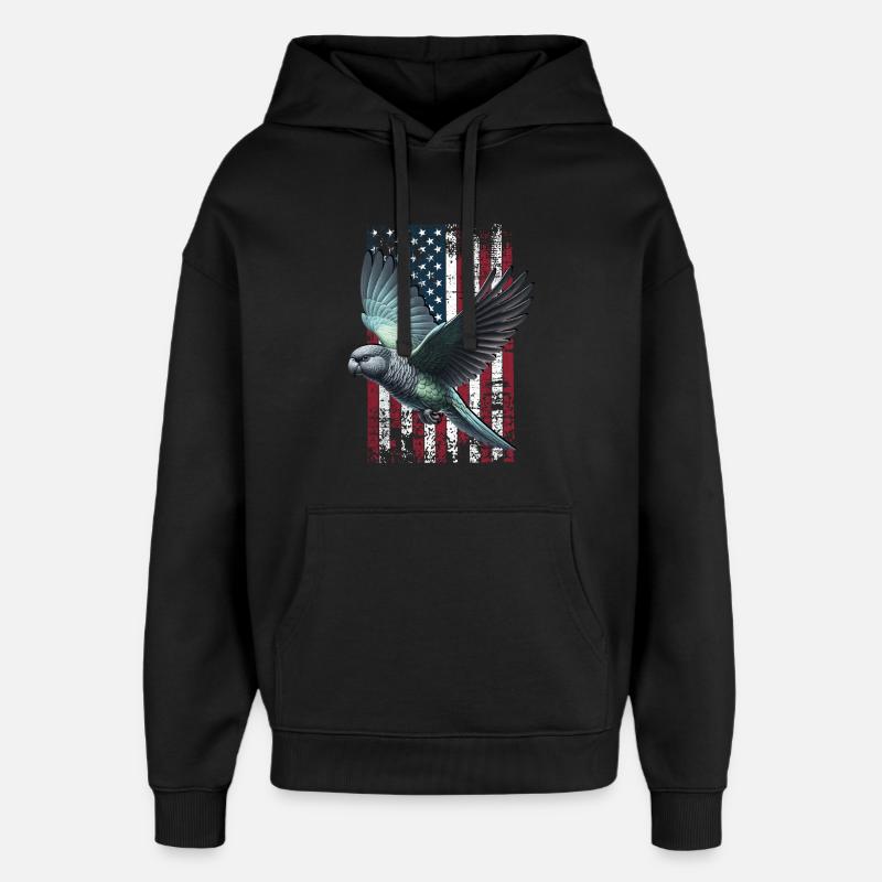 Pionus Parrot US Red-rumped Parrot - Oversized Unisex Hoodie by Stanley/Stella - black