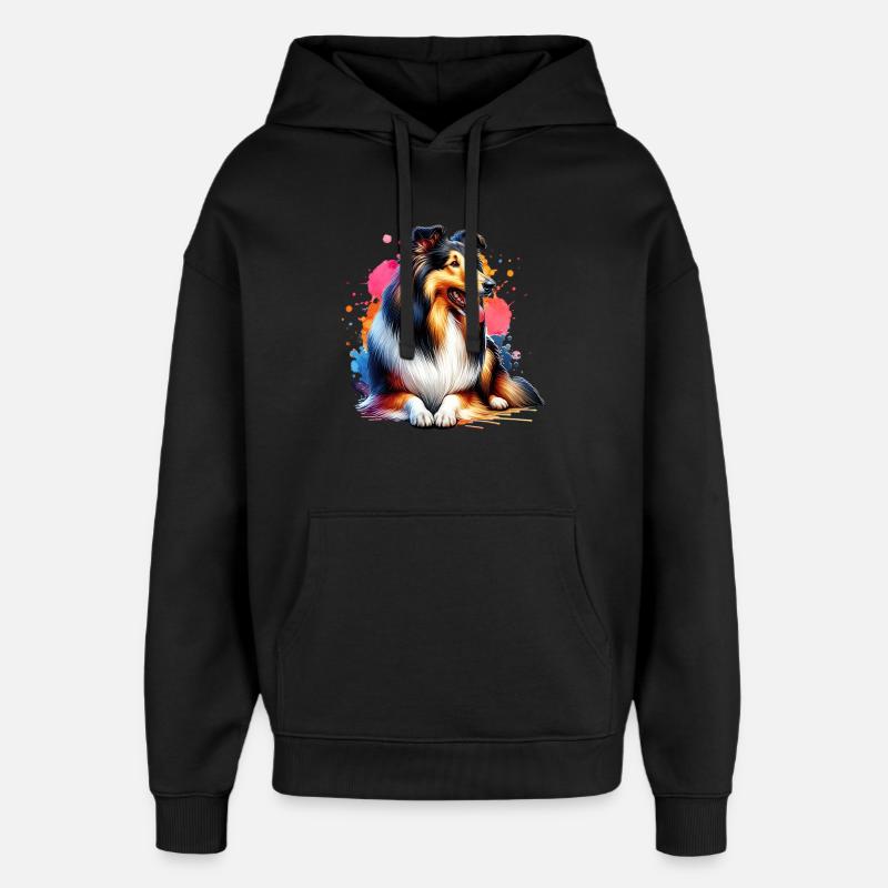 Cadeau du colley à poil long - Sweat à capuche unisexe Stanley/Stella Oversized - noir