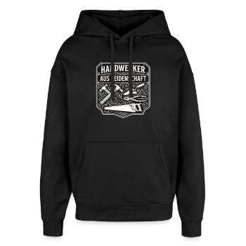 Handwerker Leidenschaft Qualität Tradition - Oversized Unisex Hoodie von Stanley/Stella - Schwarz - Vorne - AI Model Female 172 light (172cm) & AI Model Male 185 light (185cm)