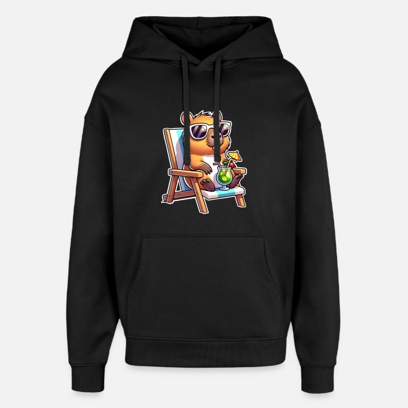 Capybara Chill - Sweat à capuche unisexe Stanley/Stella Oversized - noir
