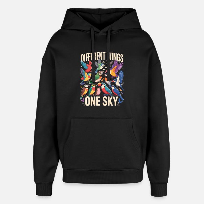 Different Wings One Sky Vogel - Oversized Unisex Hoodie von Stanley/Stella - Schwarz