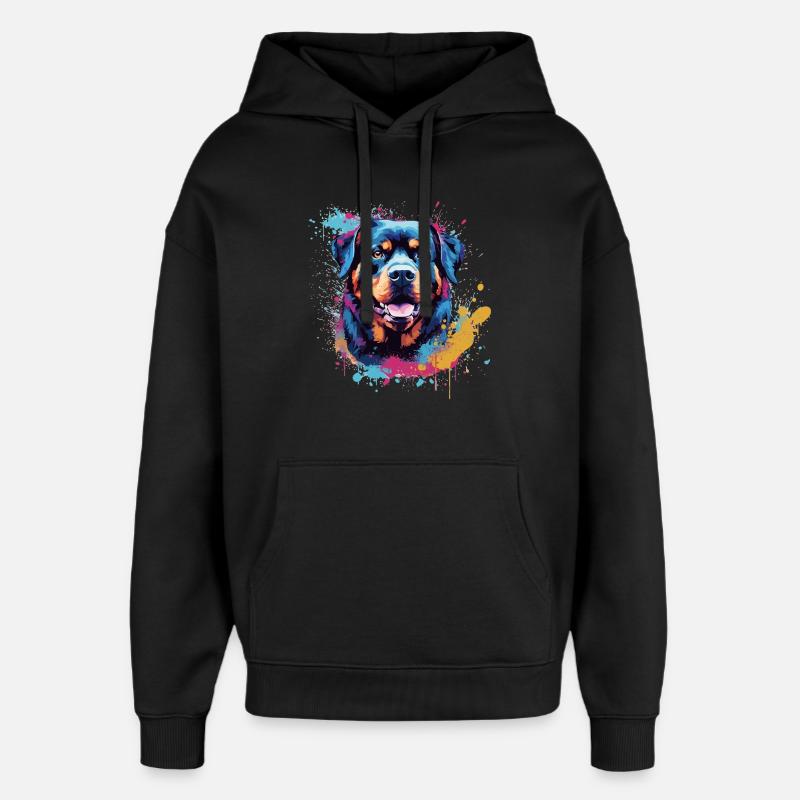 Rottweiler Hund Bunte Splash Art - Oversized Unisex Hoodie von Stanley/Stella - Schwarz