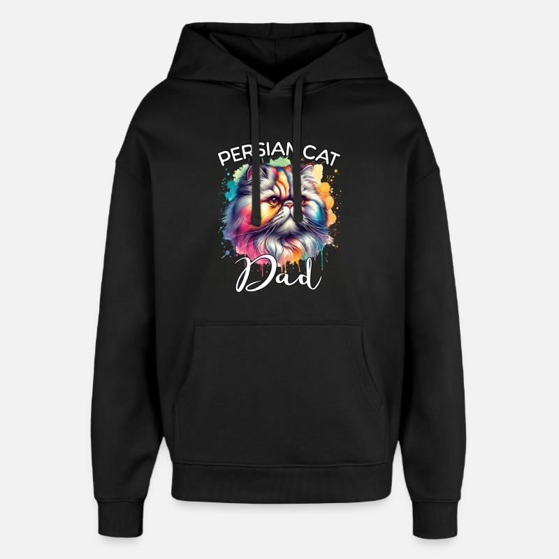 Papa chat perse - Sweat à capuche unisexe Stanley/Stella Oversized - noir