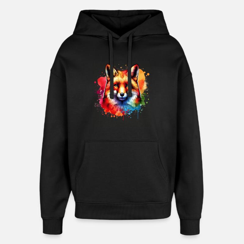 Motif Renard Rouge Renard - Sweat à capuche unisexe Stanley/Stella Oversized - noir
